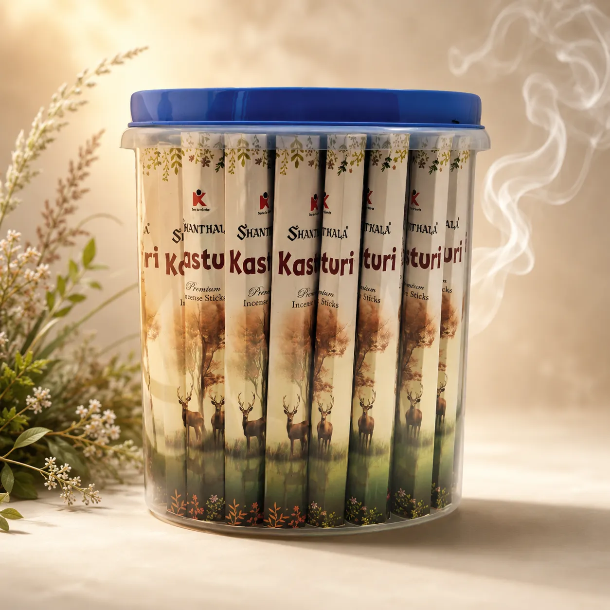 Shanthala Kasturi Premium Incense Sticks – Hexagon Jar Pack (5 Dozens)