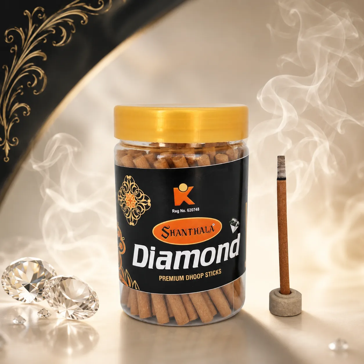Shanthala Diamond Premium Dhoop Sticks Jar 90g