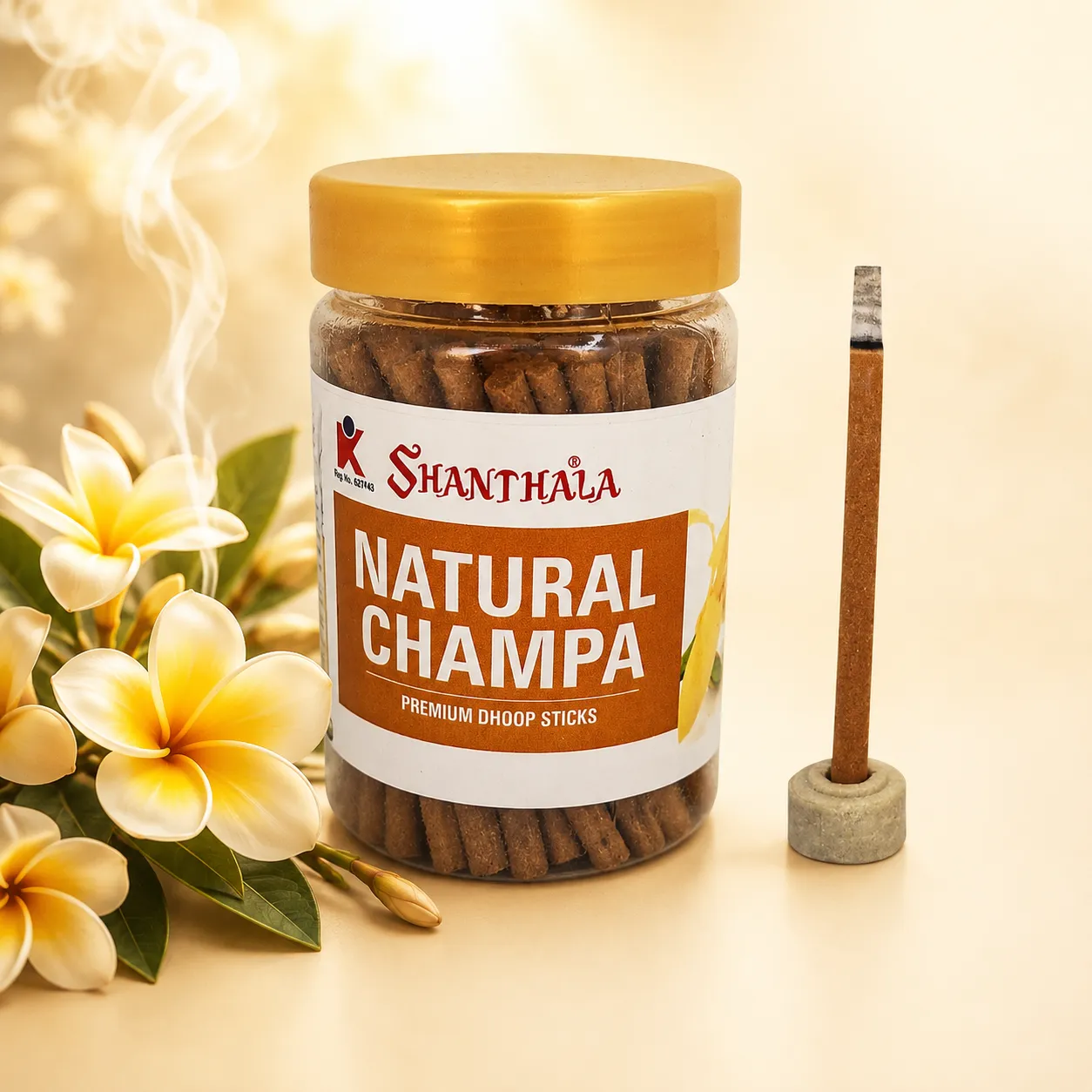 Shanthala Natural Champa Premium Dhoop Sticks Jar 90g