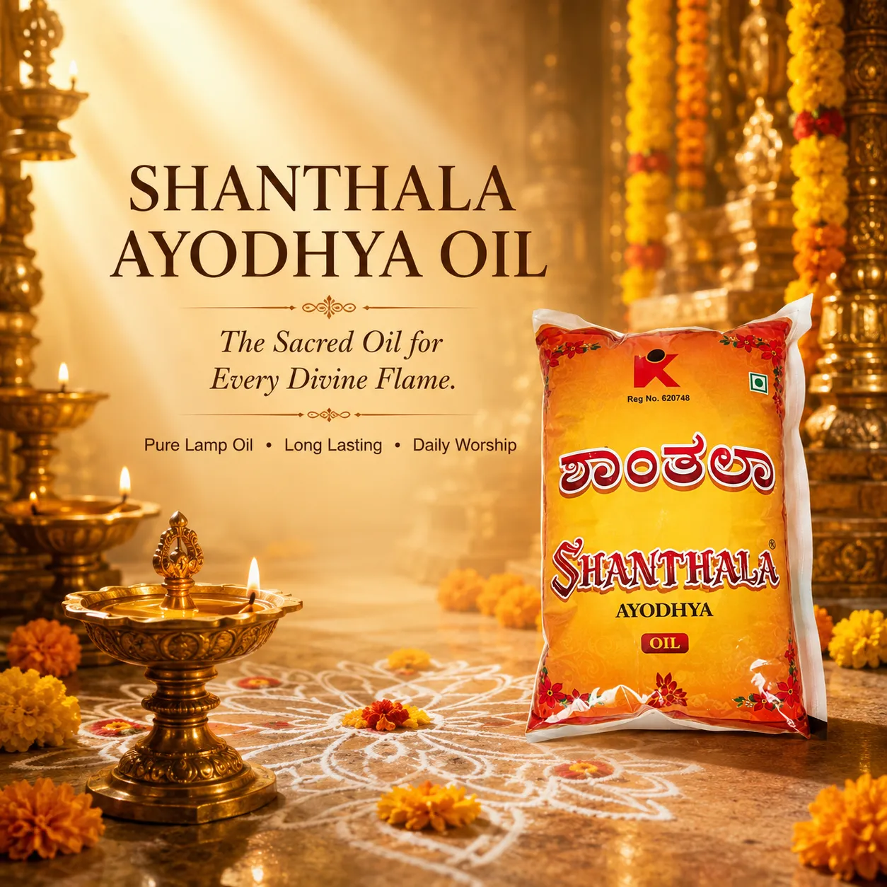 Shanthala Divya Jyothi Oil Pouch 900ml - Image 2
