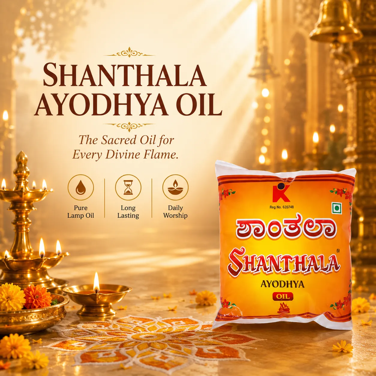 Shanthala Divya Jyothi Oil Pouch 450ml - Image 2