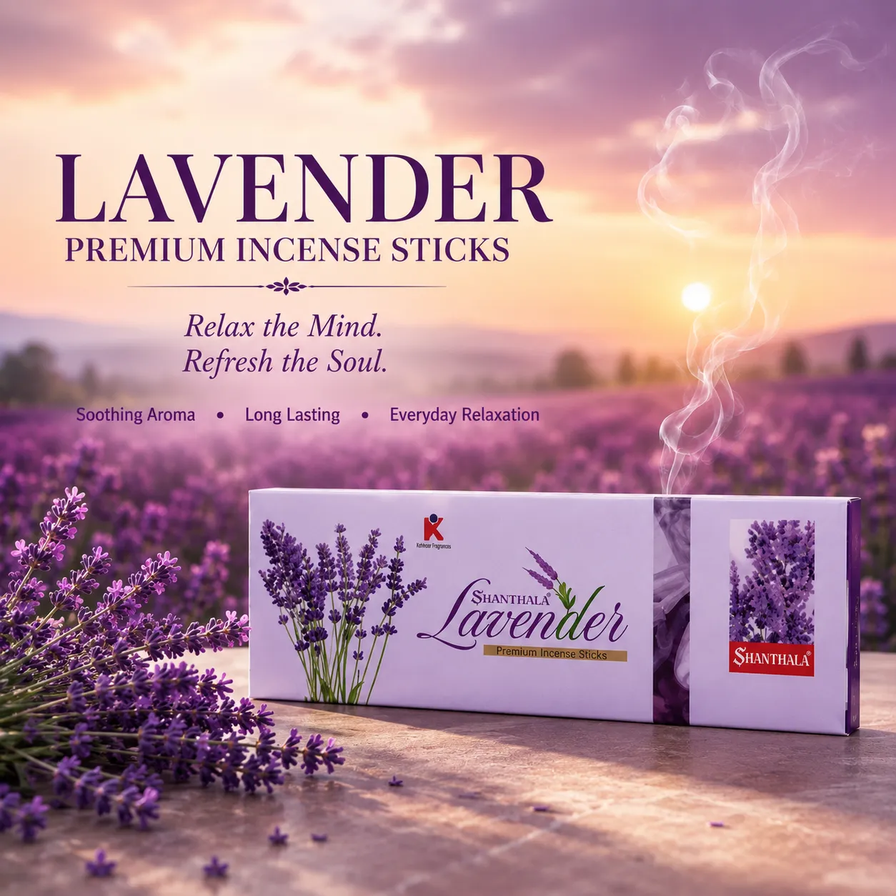 Shanthala Lavender Premium Pouches 6pc Dangler Incense Sticks 22g - Image 2