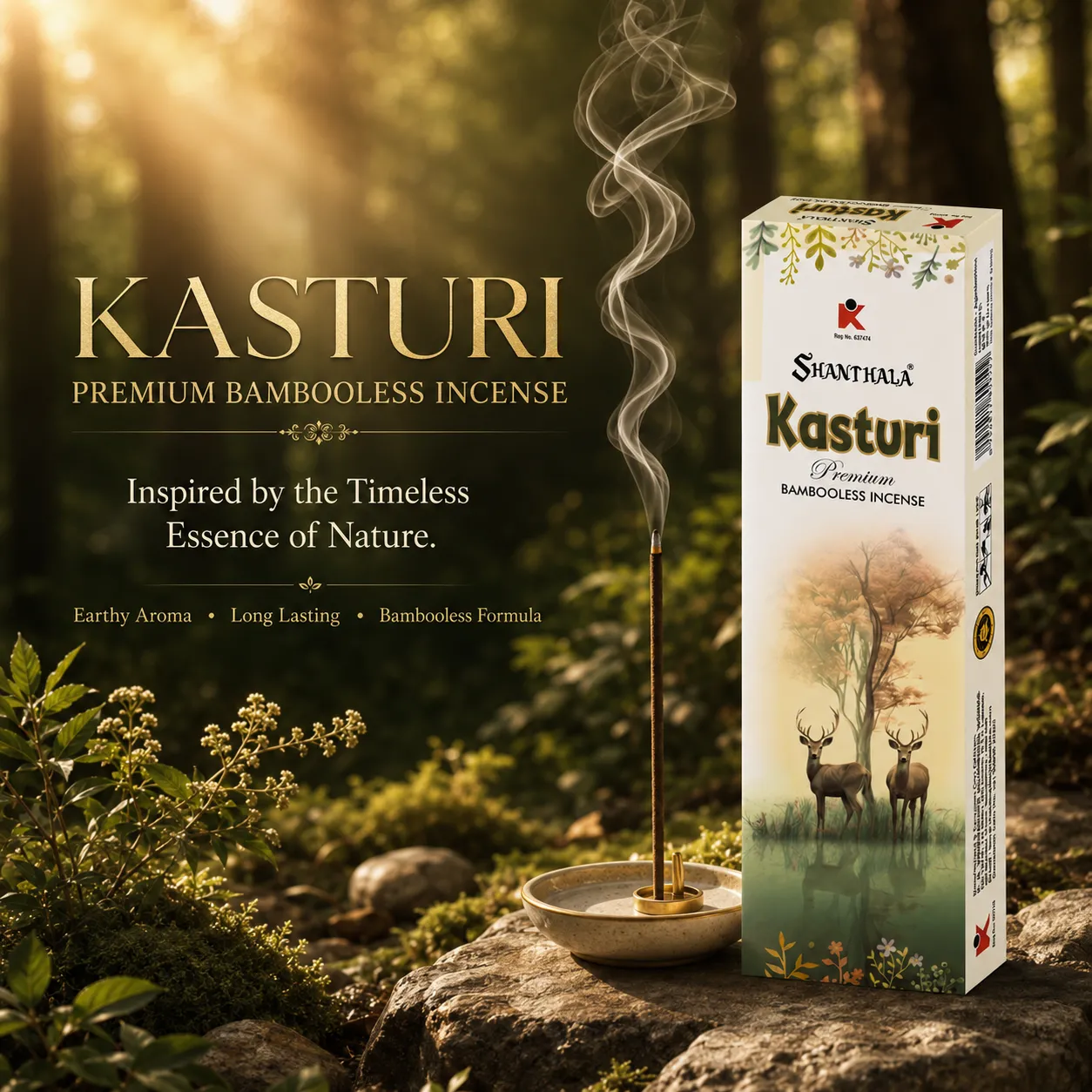 Shanthala Kasturi Bambooless Incense Sticks 90g - Image 2