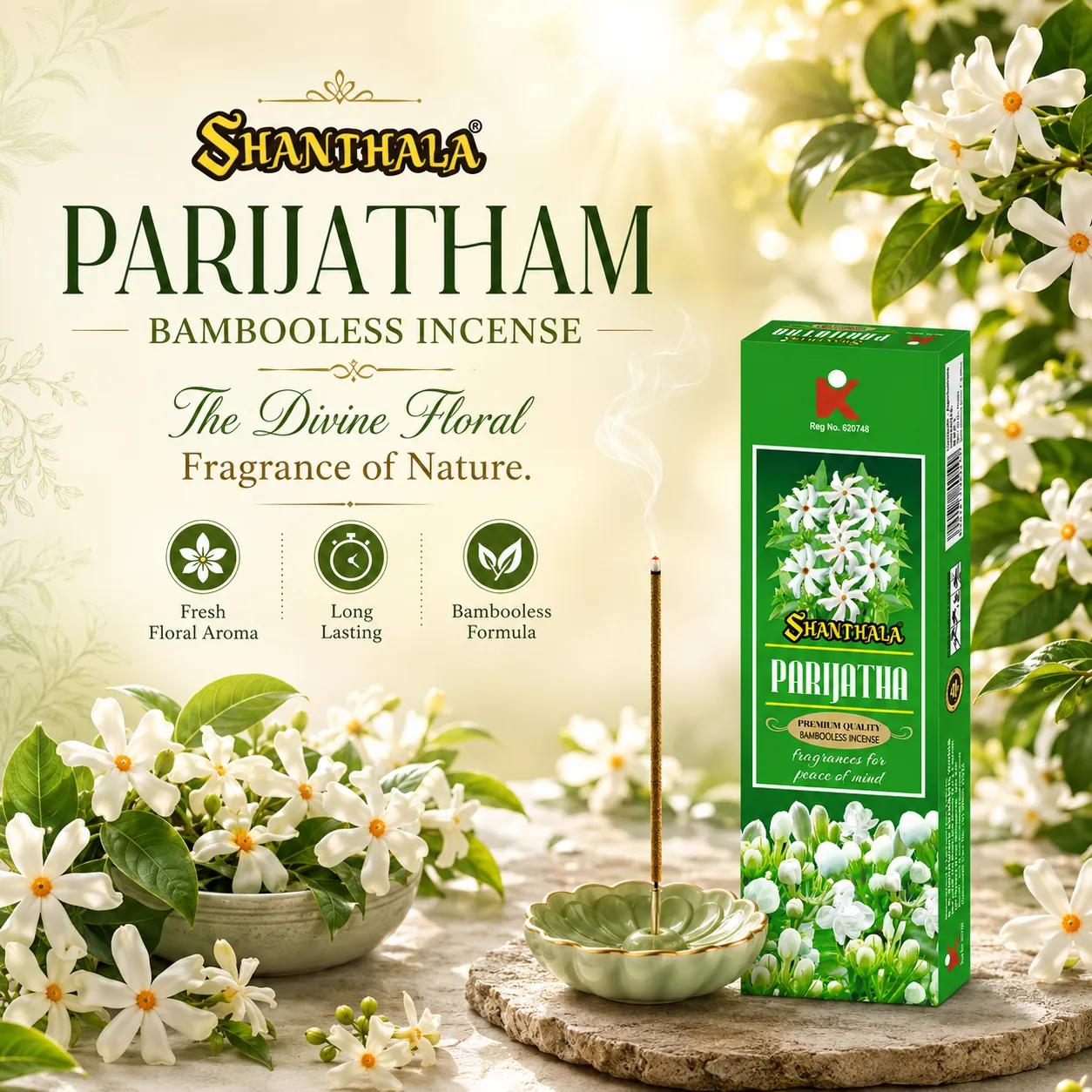 Shanthala Parijatha Bambooless Incense Sticks 90g - Image 2