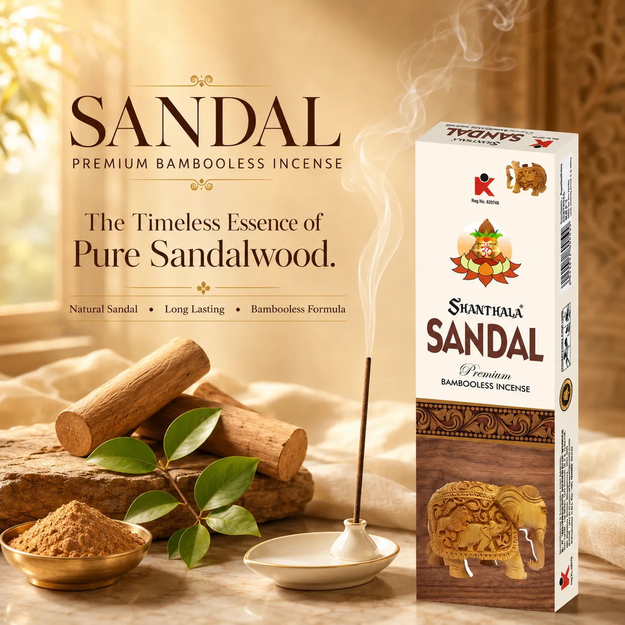 Shanthala Sandal Bambooless Incense Sticks 90g - Image 2