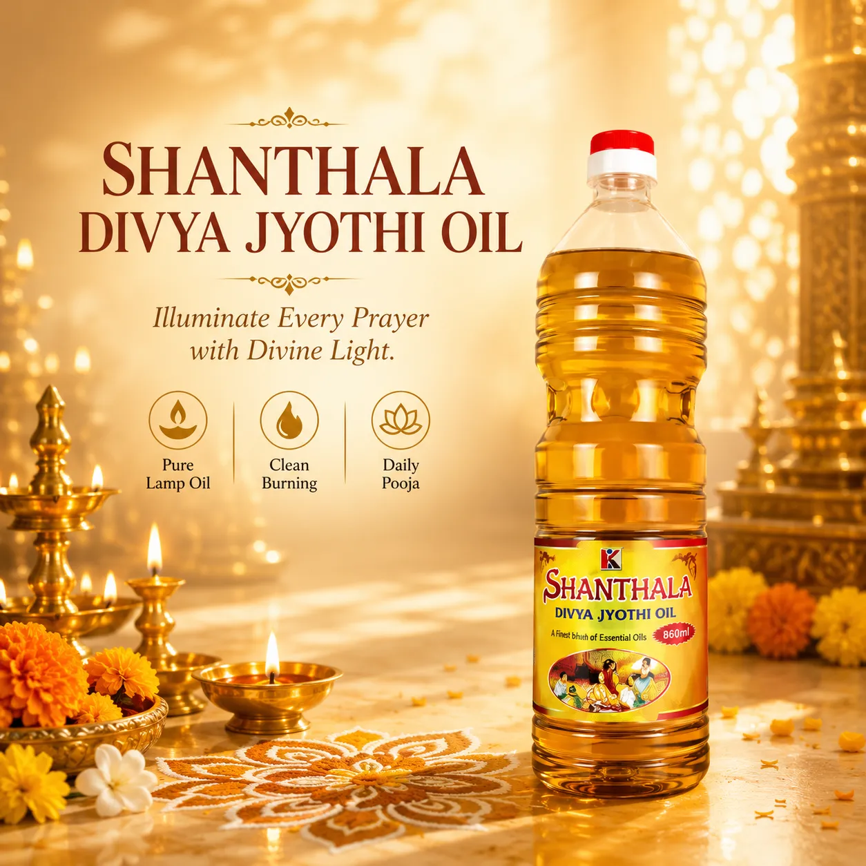 Shanthala Divya Jyothi Oil 860ml - Image 2