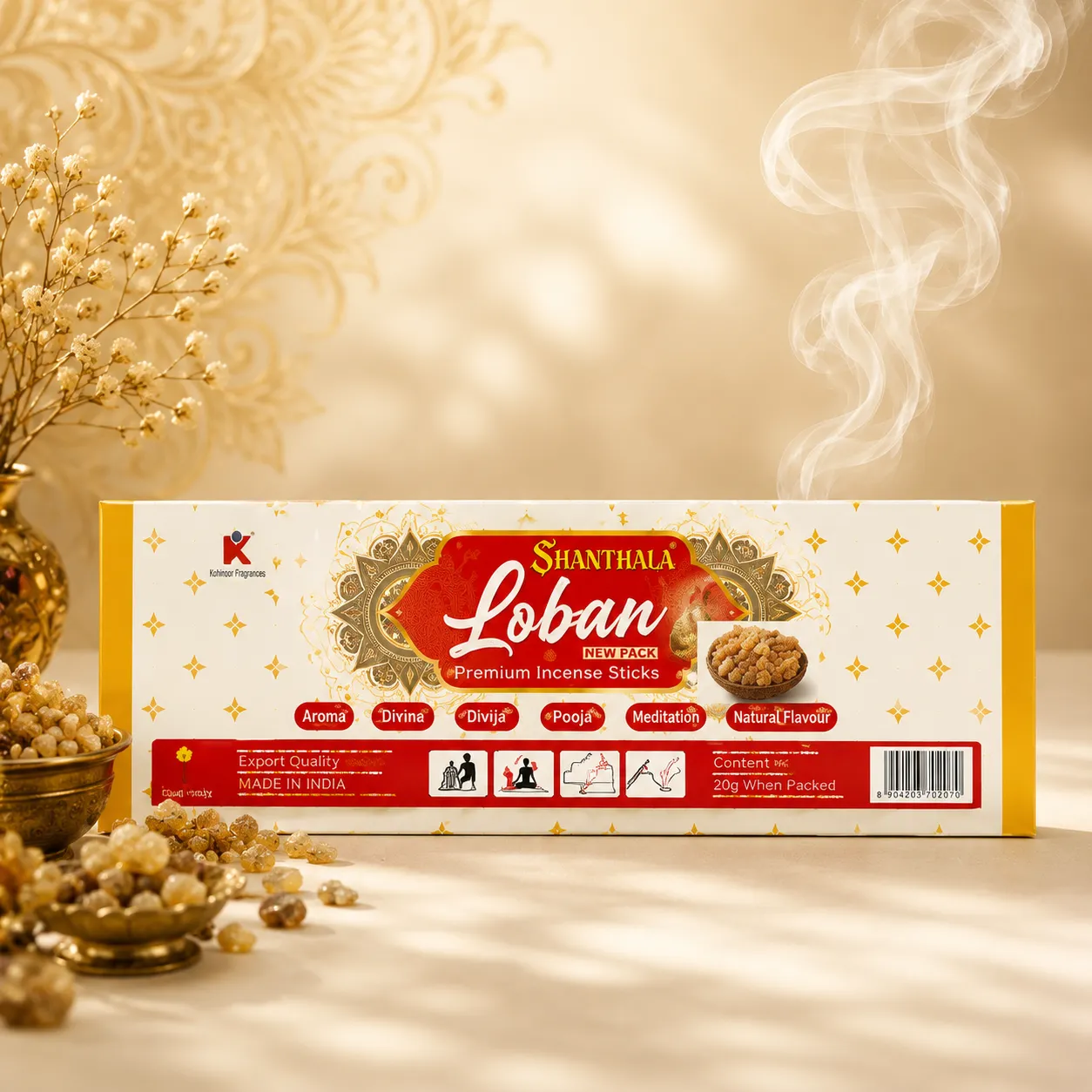 Shanthala Loban Premium Pouches 6pc Dangler Incense Sticks 22g