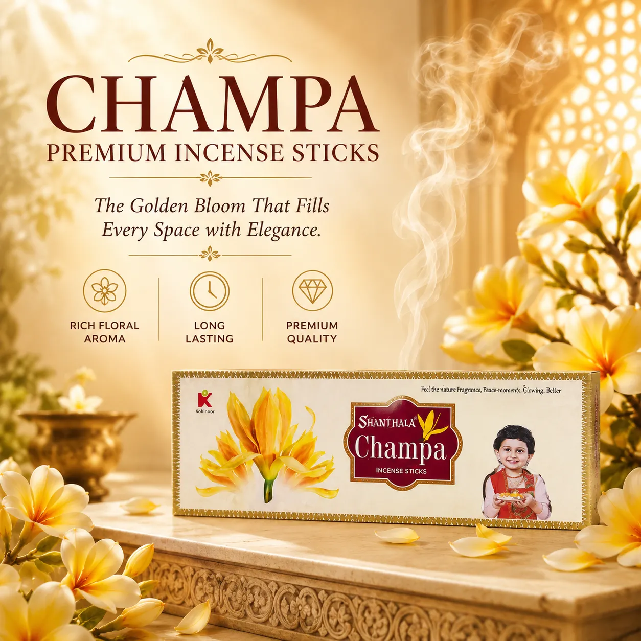 Shanthala Champa Premium Pouches 6pc Dangler Incense Sticks 22g - Image 2