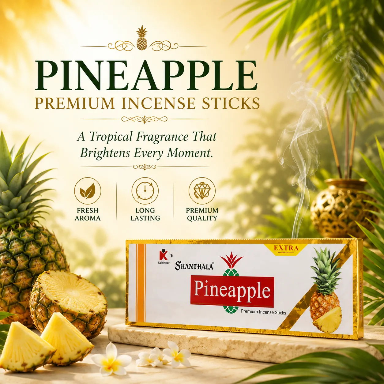 Shanthala Pineapple Premium Pouches 6pc Dangler Incense Sticks 22g - Image 2