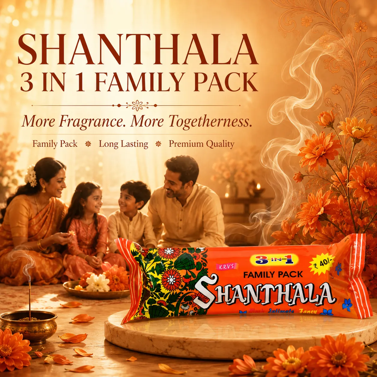 Shanthala 3 in 1 Family Pack Tubes Range Incense Sticks 75g - Image 2