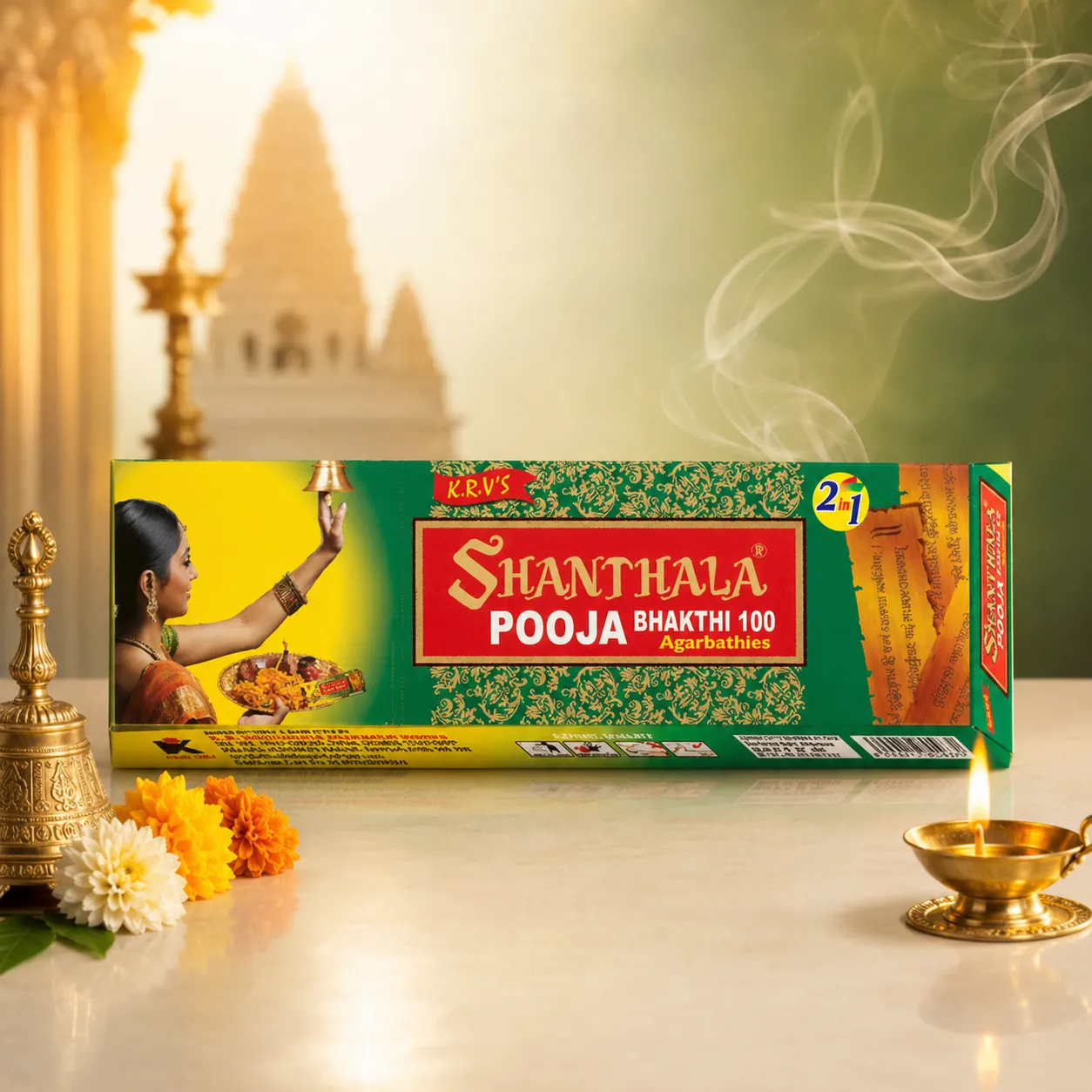Shanthala Pooja Bhakthi 100 Economy Boxes Incense Sticks 80g