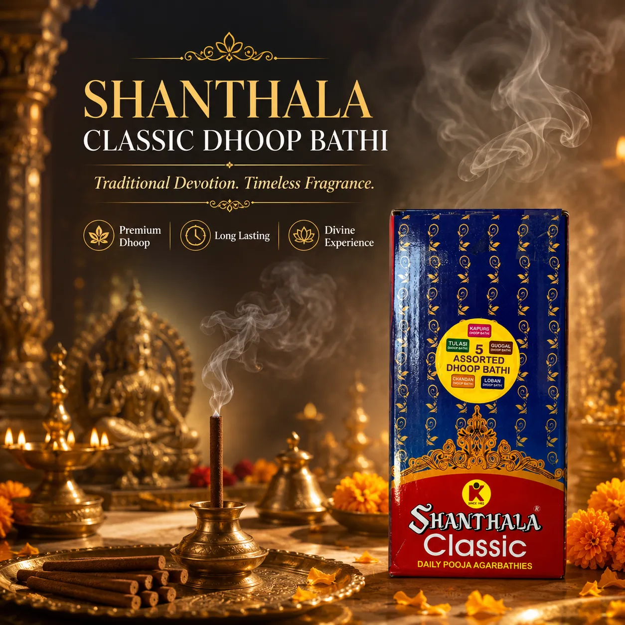 Shanthala Classic Assorted Dhoop Bathi Daily Pooja Agarbathies 750g - Image 2