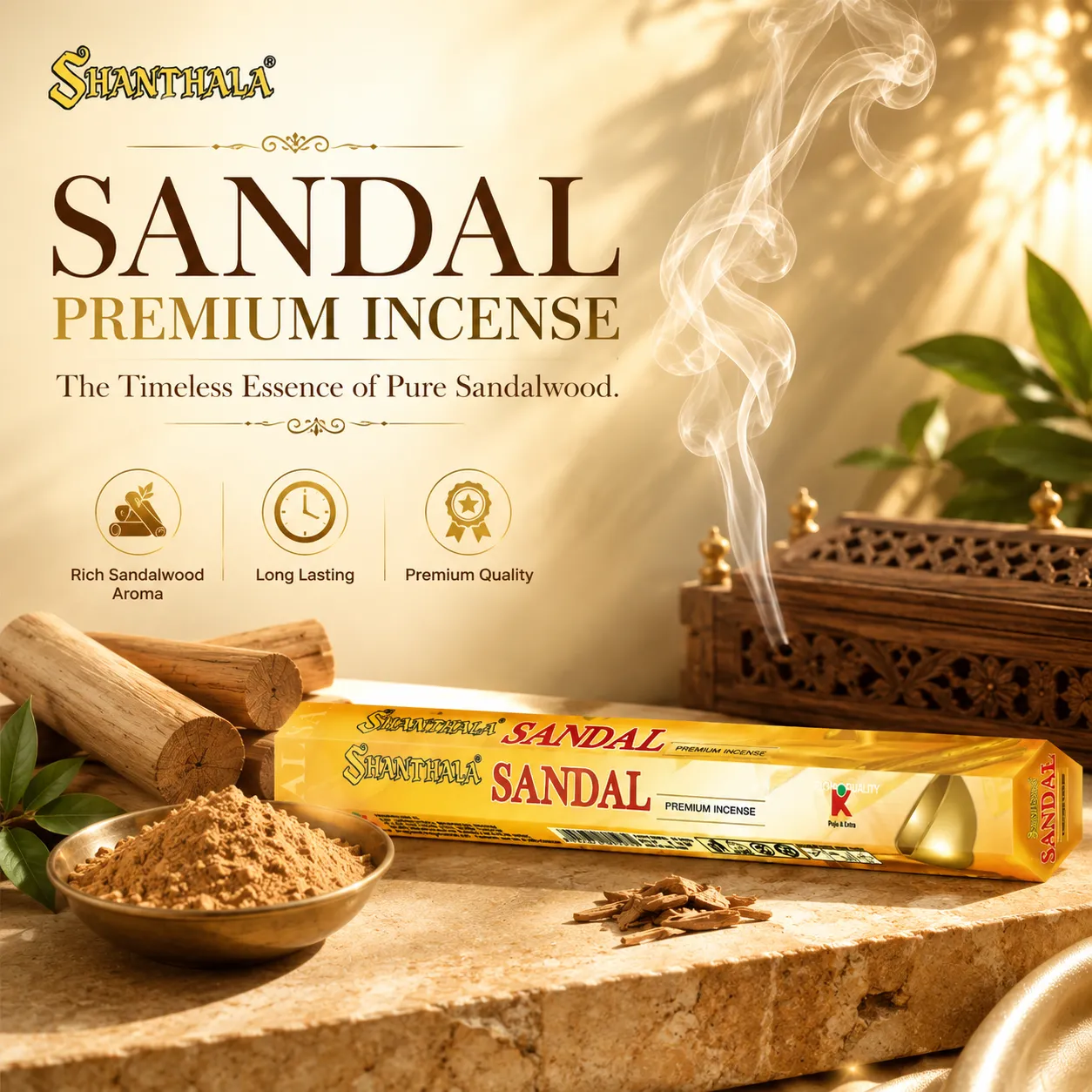 Shanthala Sandal Hexagon Range Incense Sticks 13g - Image 2