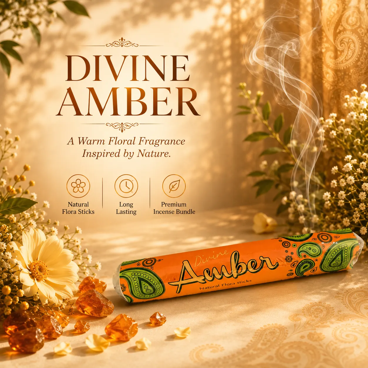 Shanthala Divine Amber Mutha Pack Bundle Incense Sticks 250g - Image 2