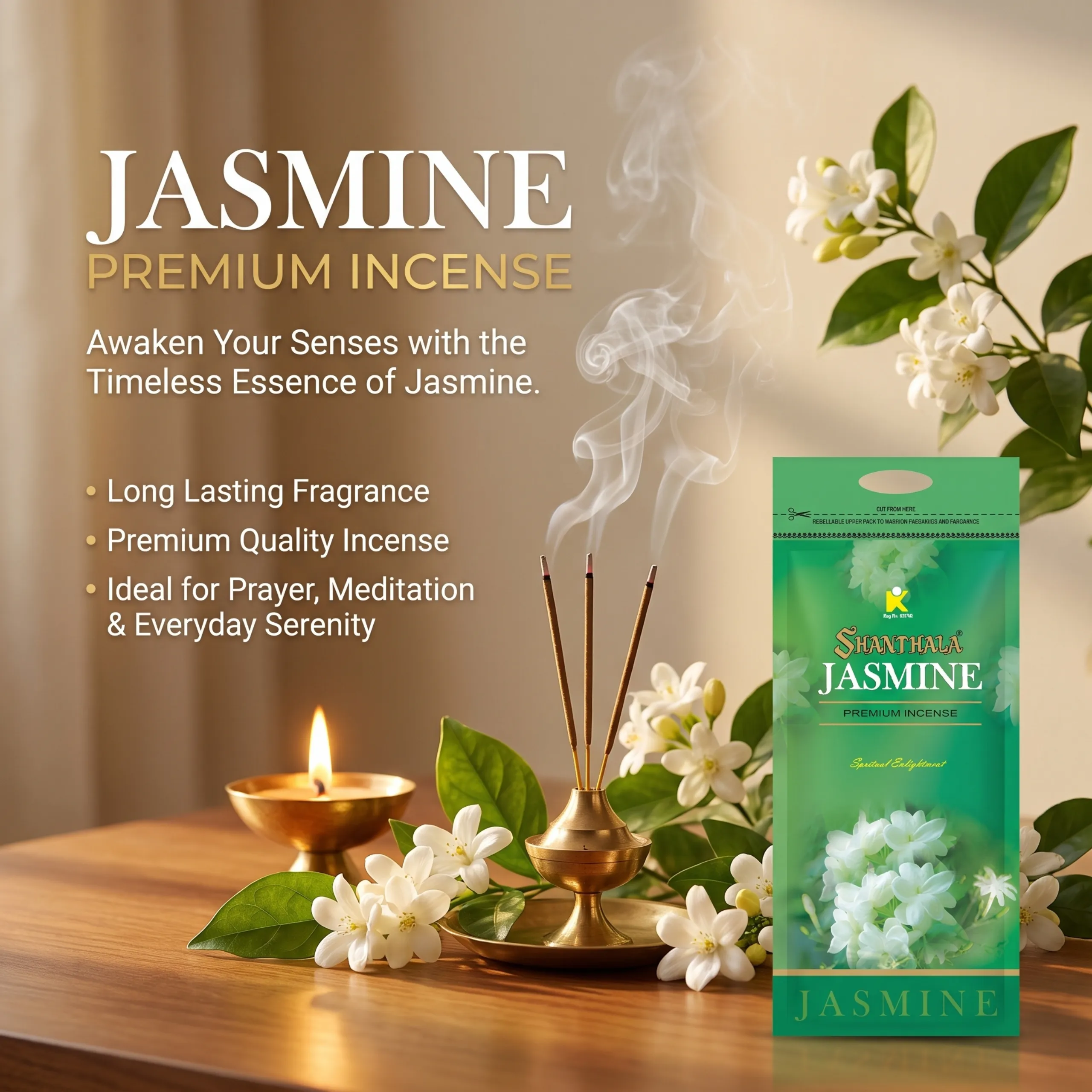 Shanthala Jasmine Premium Agarbathi 108g - Image 2