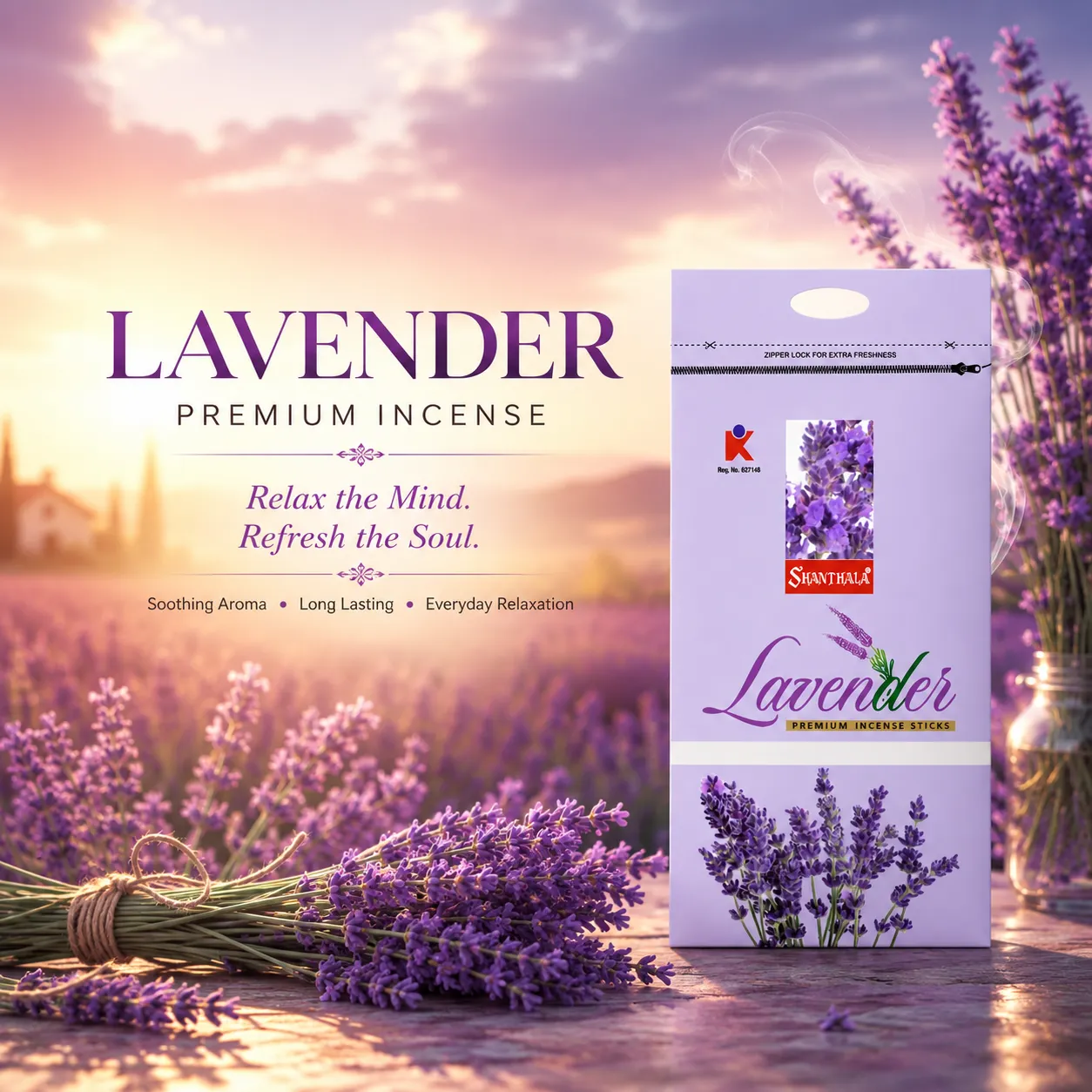 Shanthala Lavender Premium Agarbathi 108g - Image 2