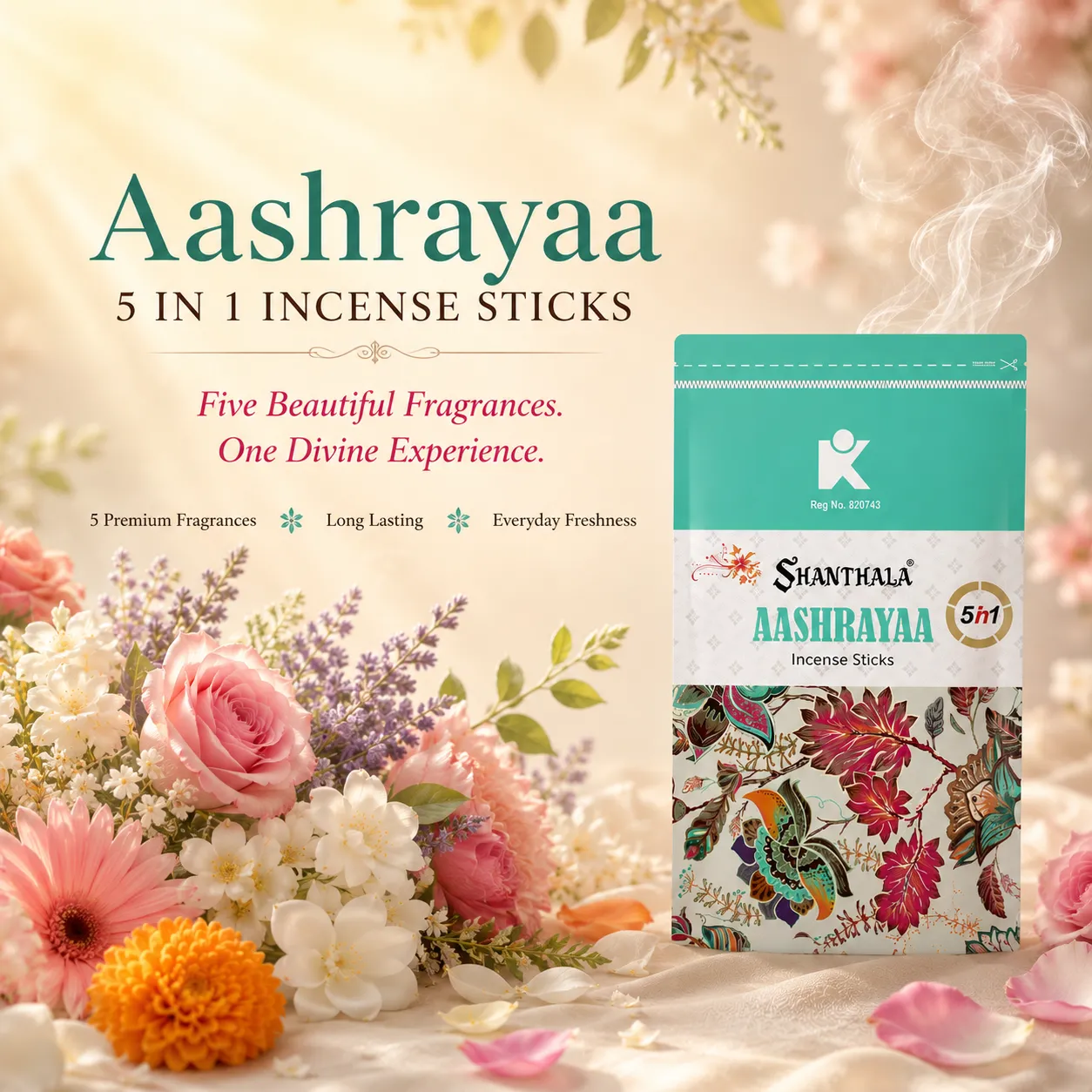 Shanthala Aashrayaa Economy Range Zipper Incense Sticks 400g - Image 2