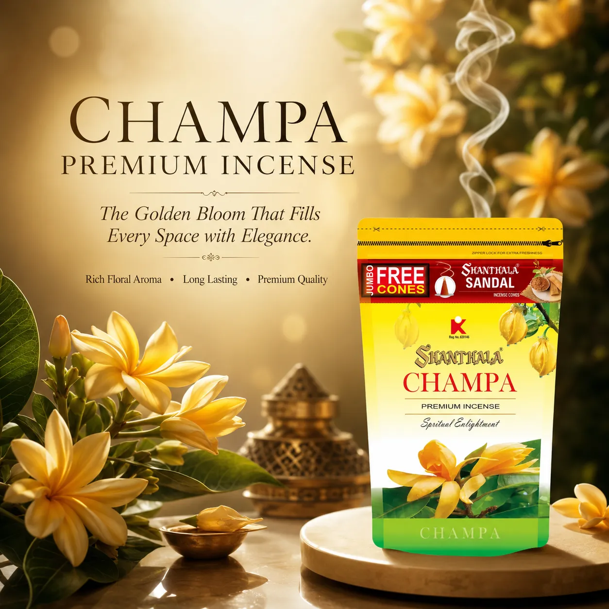 Shanthala Champa Premium Incense Sticks 250g - Image 2