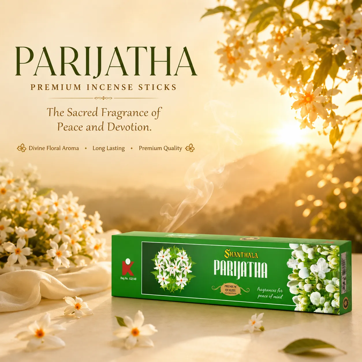 Shanthala Parijatha Premium Incense Sticks 90g - Image 2