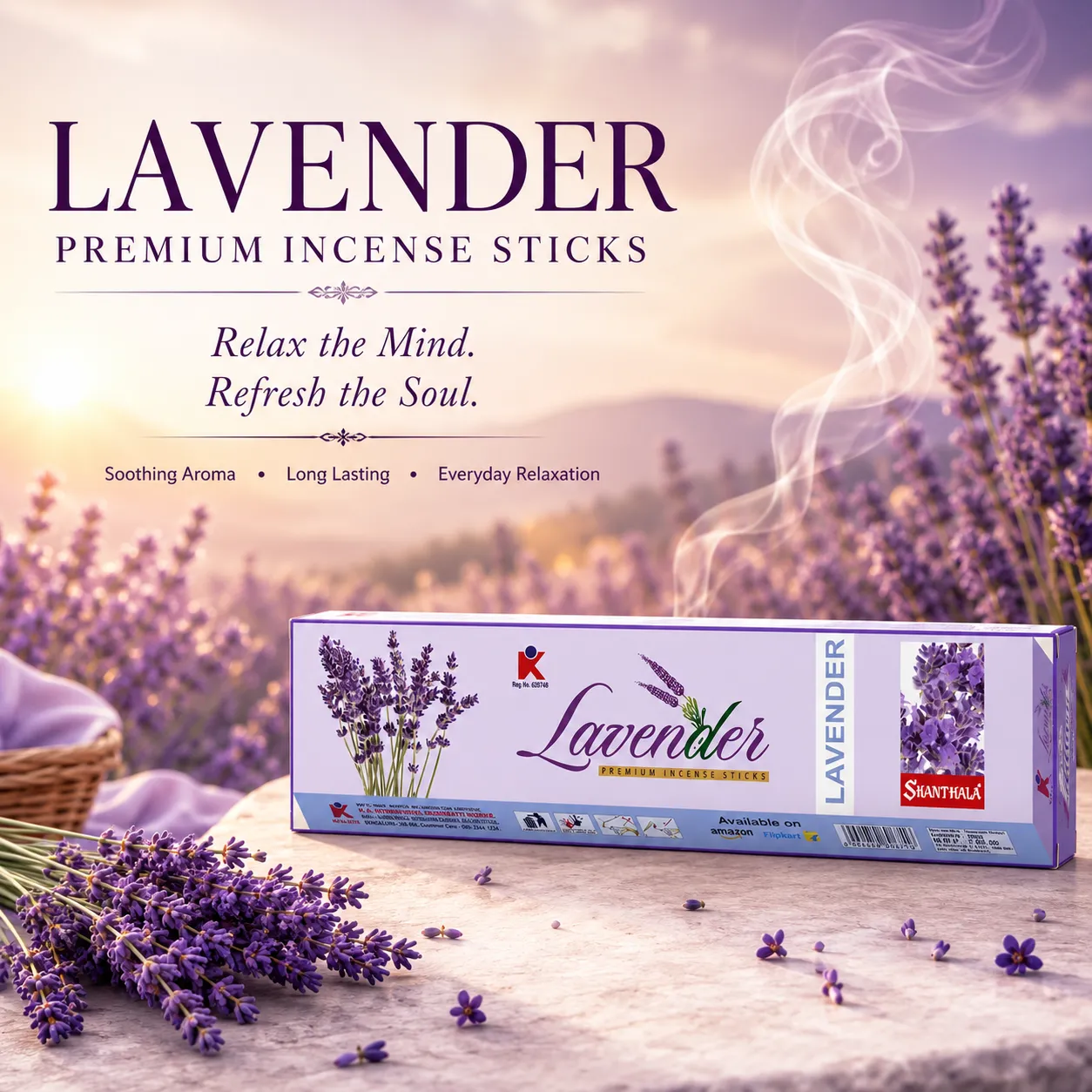 Shanthala Lavender Premium Incense Sticks 90g - Image 2