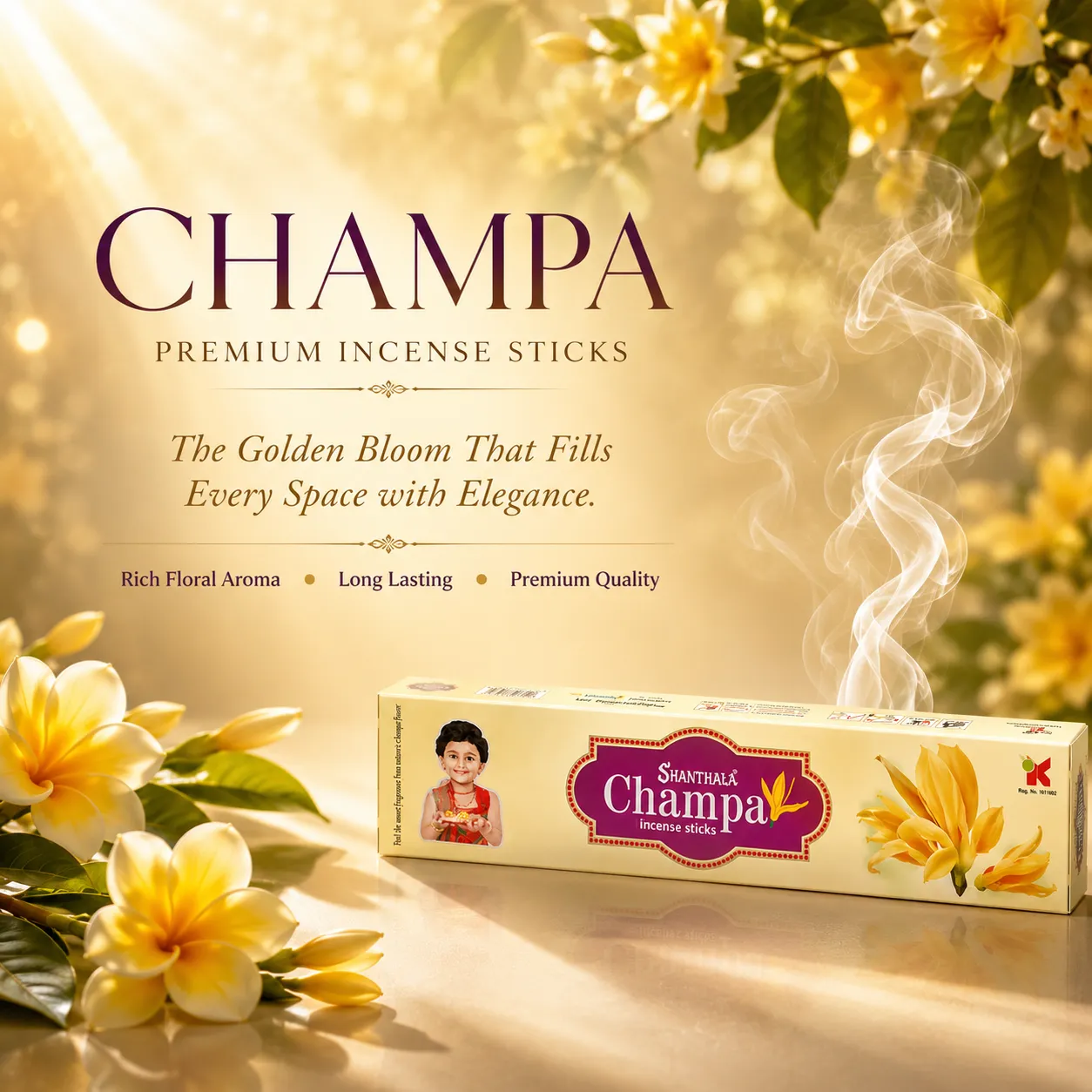 Shanthala Champa Premium Incense Sticks 90g - Image 2