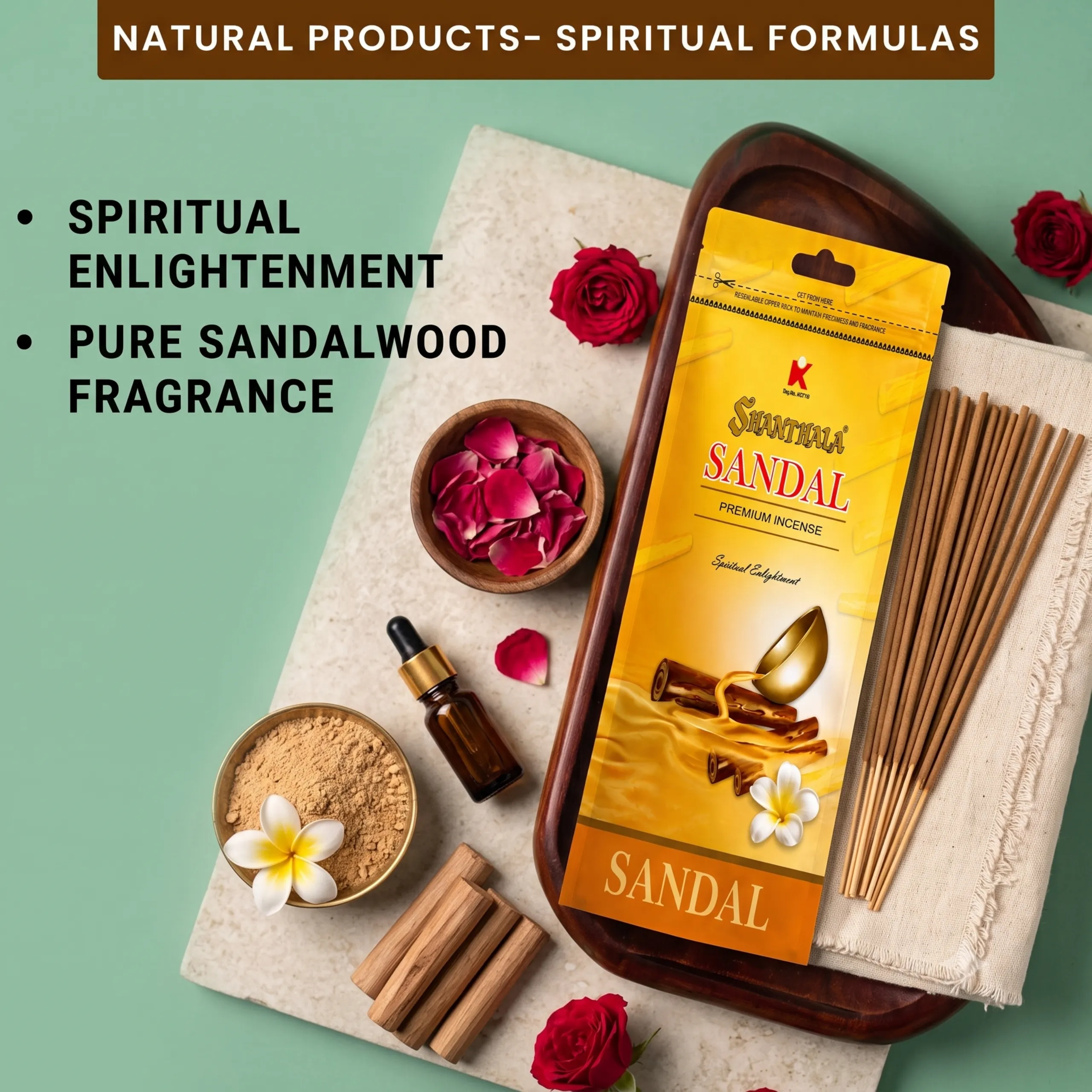 Shanthala Sandal Premium Incense Sticks - 108g - Image 2