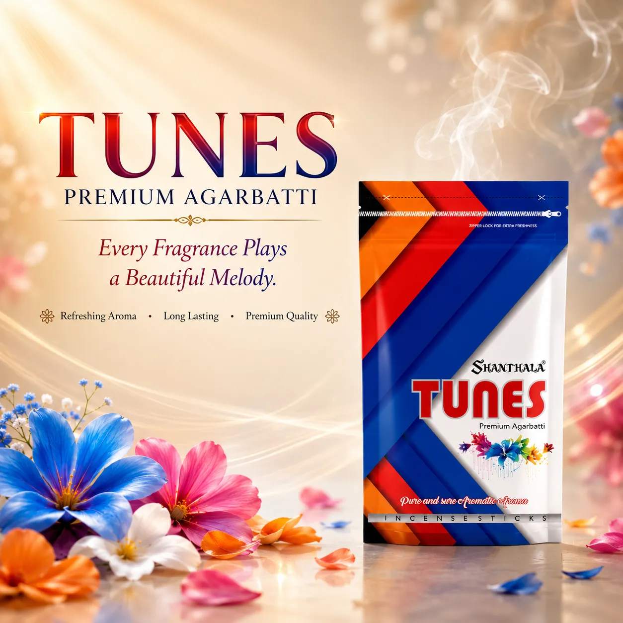 Shanthala Tunes Economy Range Zipper Incense Sticks 200g - Image 2